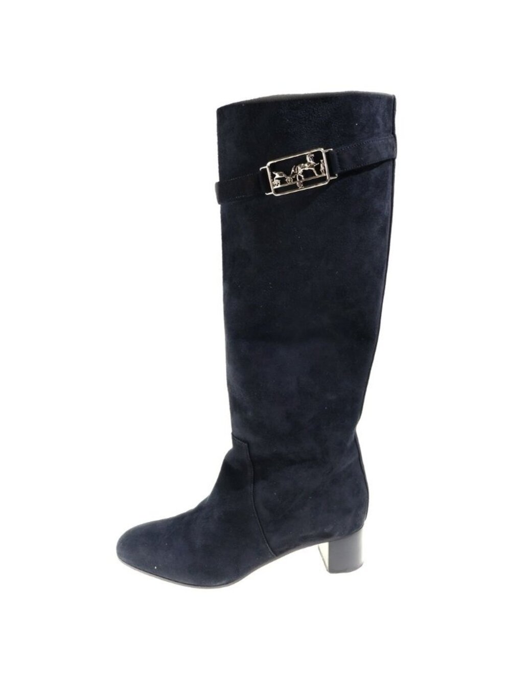 Hermes Versailles Long Boots Suede Leather Heels Black